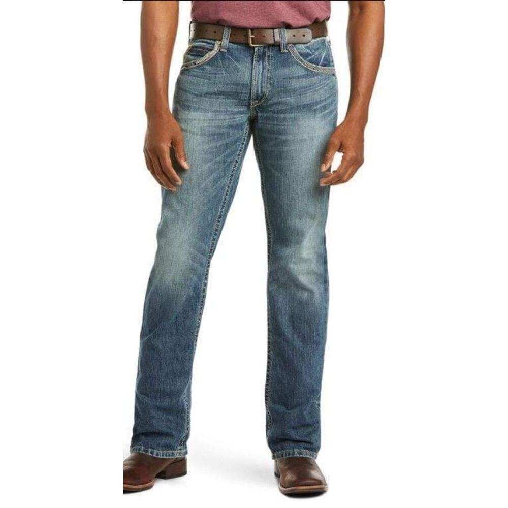 Ariat men's M5 Slim Gambler straight leg jeans blue Size 40/30 Western Country